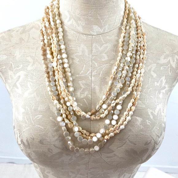 Beachy Pearl Shell Adjustable Layer Necklaces - Picture 1 of 9